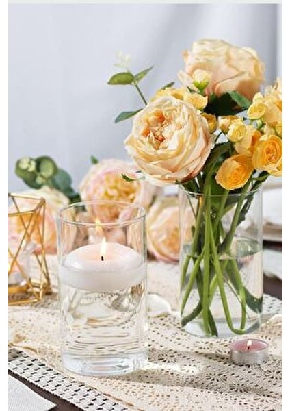 2'li Silindir Cam Vazo 20 cm Yükseklik 10 cm Genişlik El Imalatıdır indirimleri