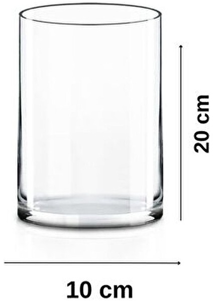 2'li Silindir Cam Vazo 20 cm Yükseklik 10 cm Genişlik El Imalatıdır