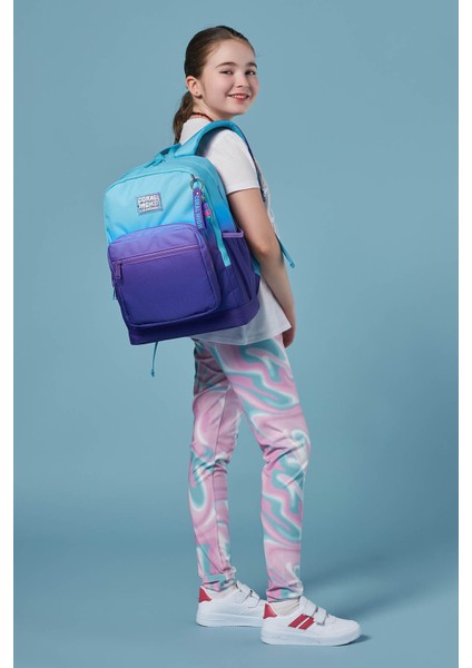Kids Su Geçirmez Ortopedik Okul Sırt Çantası 14.4 Litre Turkuaz-Mor Geçişli, İlkokul ve Ortaokul Çocukları İçin