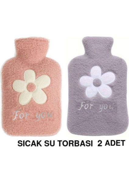 2 Adet Sıcak Su Torbası Peluş Papatya Desenli 21X13,5X2CM 500 ml modelleri