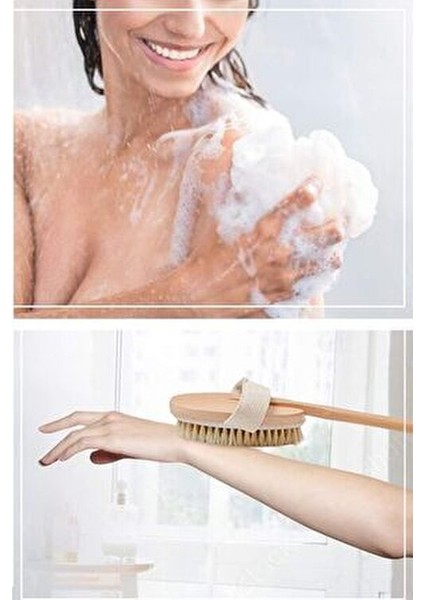 Saplı %100 Doğal At Kılı Selülit Masaj Fırçası 2 Parça Kuru Fırçalama Peeling Batık Önleme Fırçası fırsatları