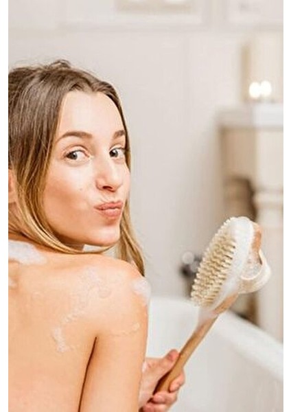 Saplı %100 Doğal At Kılı Selülit Masaj Fırçası 2 Parça Kuru Fırçalama Peeling Batık Önleme Fırçası