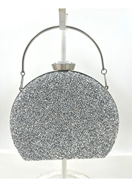 Gumus Taslı Simli Çıft Taraflı Abıye Çanta Matara