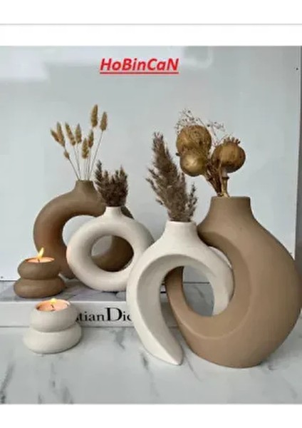 Sevgili Vazo Set Dekoratif Halka Mumluklu Set