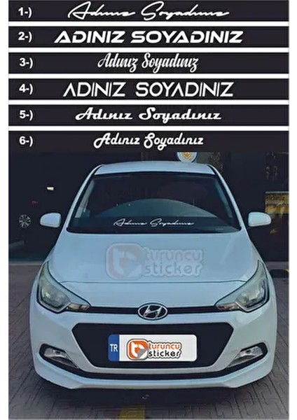 Ad Soyad Araç Sticker-Isim Soyisim Araba Yazısı-Araç Sticker-Ön Cam Araba Yazısı-Motosiklet Sticker