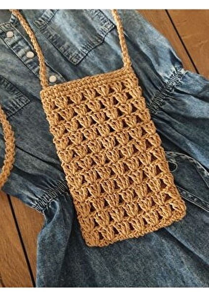 El Örgüsü Hasır Telefon Çantası fiyatları