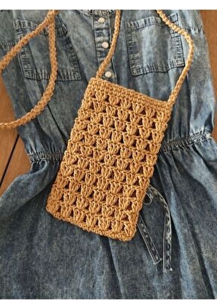 El Örgüsü Hasır Telefon Çantası modelleri