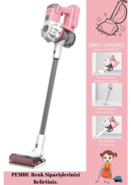 Pilli Sesli Model Çekme Özellikli Dikey Süpürge 75 Cm-Vakumlu Süpürge 3 In1 Oyuncak fiyatları