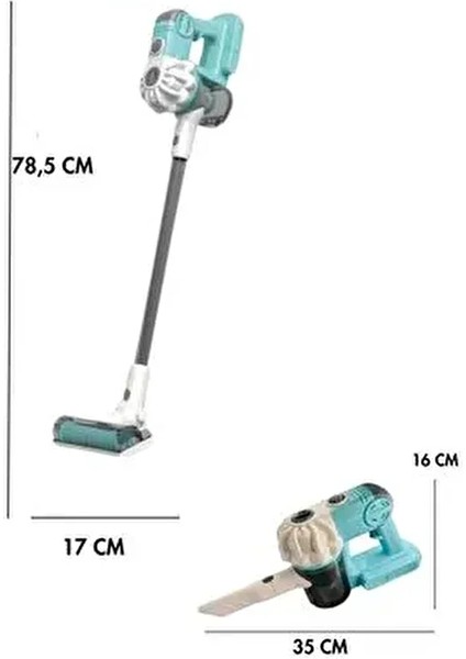 Pilli Sesli Model Çekme Özellikli Dikey Süpürge 75 Cm-Vakumlu Süpürge 3 In1 Oyuncak modelleri