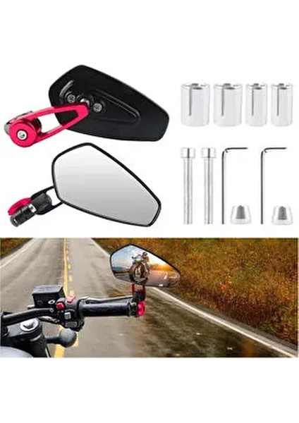 Gidon Ayna Seti Renkli Tüm Motorlara Uyumlu [kırmızı Renk]