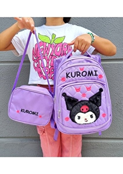 Lila Pembe Kuromı Baskılı, Su Geçirmez, Ortopedik Sırt Özellikl, Ilkokul Çantası + Beslenme Çantası modelleri