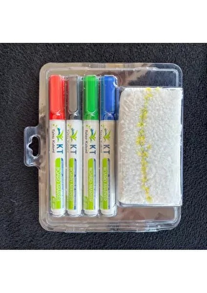 4 Adet Kt Kalem Siyah Kırmızı Mavi Yeşil Kalem Silgi Hediyeli