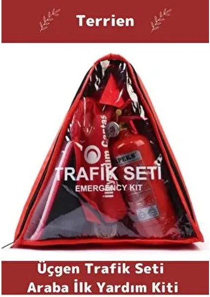 Tse Belgeli Tüvtürk Uyumlu Üçgen Trafik Seti Bez Çantalı Karayollarına Uygun Araba Ilk Yardım Üçgen