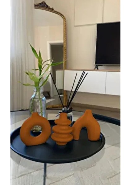 10 cm 3'lü Minimal Dekoratif Bohem Vazo Set