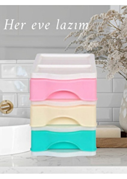 Organizer Çekmeceli 3 Lü Kare Plastik Renkli Tasarım ile Şık Düzenleme