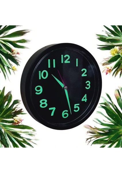 Fosforlu Siyah Duvar Saati Çap 22 cm Karanlıkta Parlayan Fosforlu Zincir Kolye modelleri