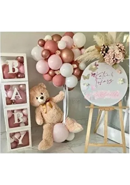 Baby Yazılı Balon Kutusu Doğum Günü Seti Parti Kutlama Eğlence