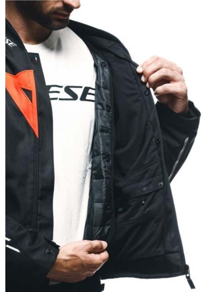 Avro 5 Black Red Fluo White Motosiklet Ceketi – Sert Omuz ve Kompozit Koruma, MotoGP Tasarım, D-Synth 350 Kumaş, Çıkarılabilir Termal Astar ile Yaz ve Kışa Uygun