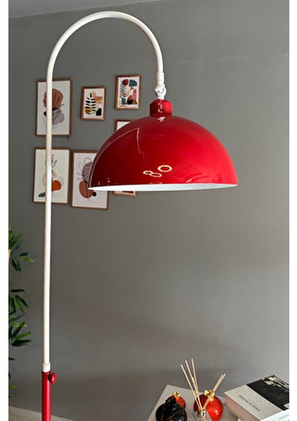 Hareketli Başlık Metal Lambader Kırmızı Beyaz Siyah Renkli Şık Görünüm