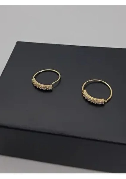 925 Ayar Gümüş ( 2 Adet ) Altın Kaplama Sıralı Zirkon Taşlı Halka Hızma fiyatları