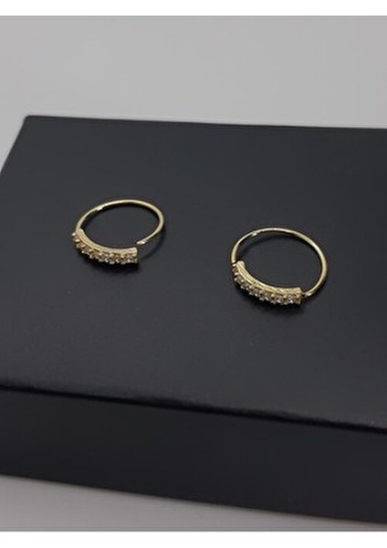 925 Ayar Gümüş ( 2 Adet ) Altın Kaplama Sıralı Zirkon Taşlı Halka Hızma modelleri