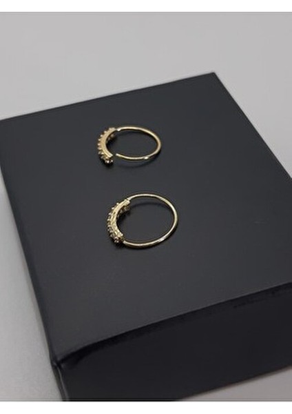 925 Ayar Gümüş ( 2 Adet ) Altın Kaplama Sıralı Zirkon Taşlı Halka Hızma fırsatları