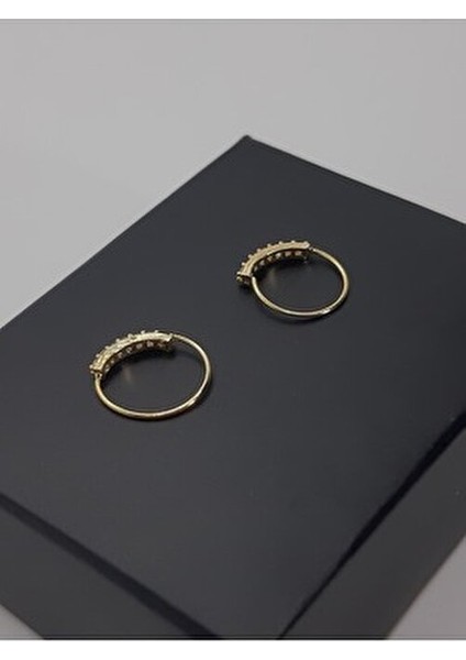 925 Ayar Gümüş ( 2 Adet ) Altın Kaplama Sıralı Zirkon Taşlı Halka Hızma indirimleri