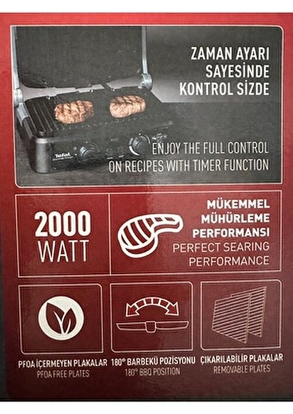 5 Kademeli Premium Izgara ve Tost Makinesi, Zaman Ayarlayıcılı, Çıkarılabilir Döküm Plaka