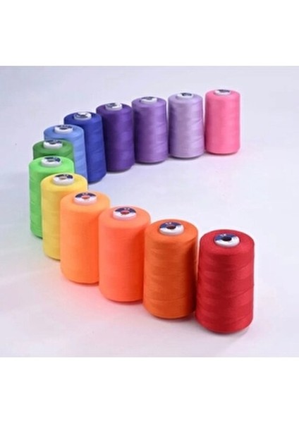 120 No Sıfır 5.000 Metre Dikiş Ipi Karışık 3 Renkli Set, %100 Polyester modelleri