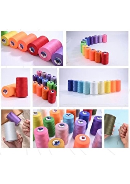 120 No Sıfır 5.000 Metre Dikiş Ipi Karışık 3 Renkli Set, %100 Polyester indirimleri