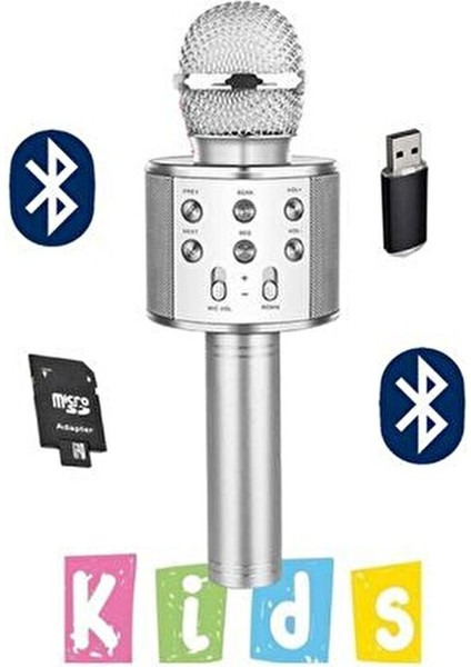 Karaoke Mikrofon Dahili Hoparlör Ses Değiştirme Efektli Çocuklar İçin USB Destekli