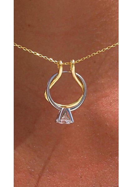 Evlilik Yüzüğü Saklama Kolyesi Tasarım 925 Ayar