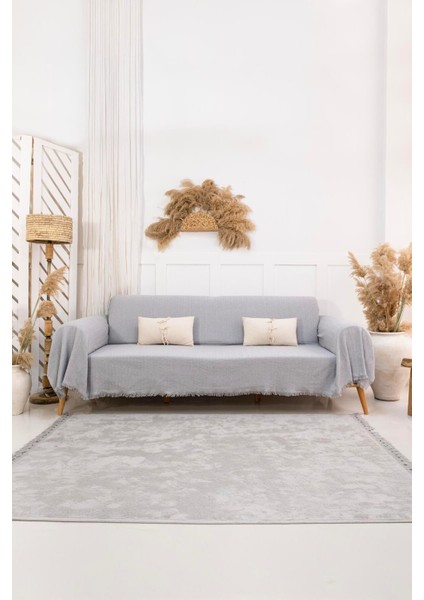 Rio Geniş Koltuk Örtüsü – %100 Geri Dönüştürülmüş Pamuk, Açık Gri, Kolları Kapatan Sürdürülebilir Tasarım, 180x310 cm modelleri