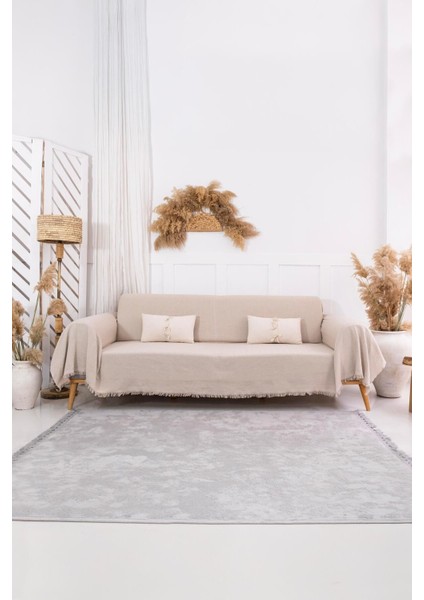 Rio Geniş Koltuk Örtüsü – %100 Geri Dönüştürülmüş Pamuk, Bej Dokuma Desen, Leke Tutmaz ve Kolları Kapatan Kumaş, 180x310 cm modelleri