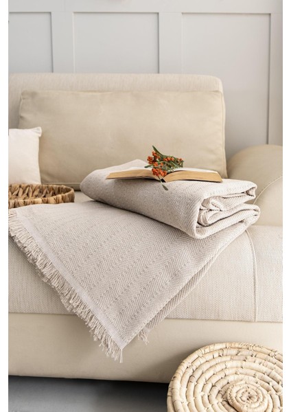 Rio Geniş Koltuk Örtüsü – %100 Geri Dönüştürülmüş Pamuk, Bej Dokuma Desen, Leke Tutmaz ve Kolları Kapatan Kumaş, 180x310 cm indirimleri