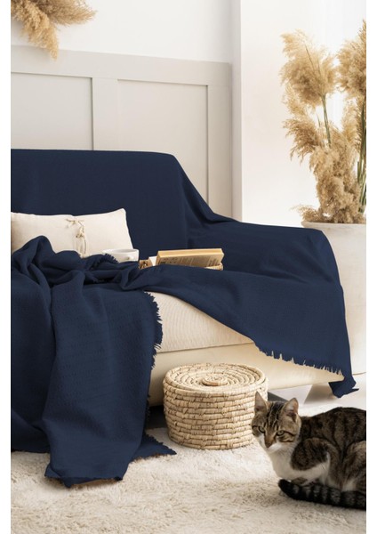 Rio Geniş Koltuk Örtüsü – %100 Geri Dönüştürülmüş Pamuk, Bej Düz Desen, Kolları Kaplayan Yumuşak Dokuma