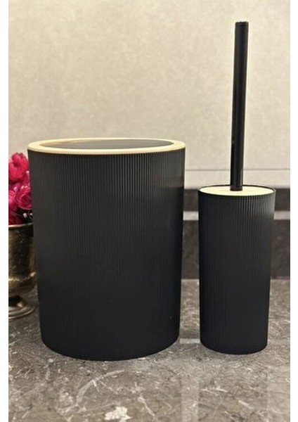 Banyo Seti, 4'lü, Yuvarlak, Siyah indirimleri