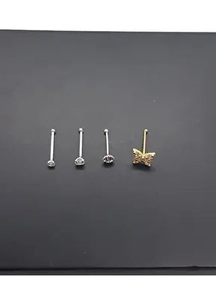 925 Ayar Gümüş (4 Adet) Ekonomik Hızma Seti (1,5mm-2mm-2,5mm Yuvarlak Taşlı+ Altın Kaplama Kelebek ) fiyatları