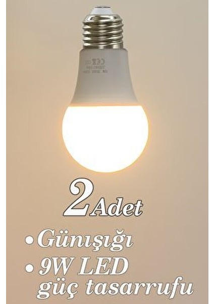 Vivido Led Ampul 9W E-27 Duy Tipi Gün Işığı Renk Sıcaklığı ile 2 Adet Paket