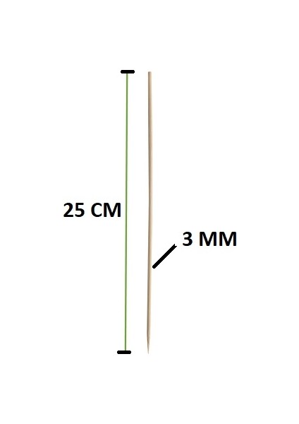 Bambu Çöp Şiş Ahşap Çubuk 100 Adet Bambu Ahşap Şiş Çubukları 25 cm 3 mm Bambu Ahşap 100 Adet Barbekü Şiş Parti Izgarası