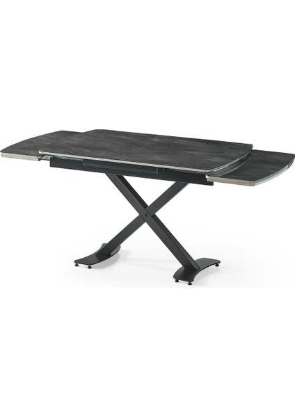 Diamond Açılır Masa Takımı – Siyah Mermer - Siyah Metal Ayak, 4 Sandalyeli, 80X120/180 cm fırsatları