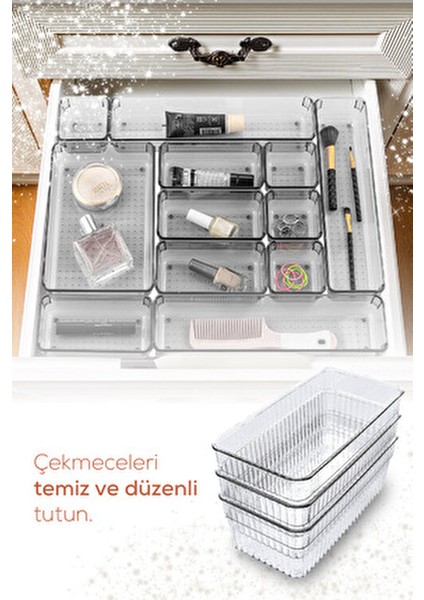 7'li Plastik Çekmece Içi Organizer Banyo Makyaj Takı Düzenleyici 100 x 100 Boyut indirimleri