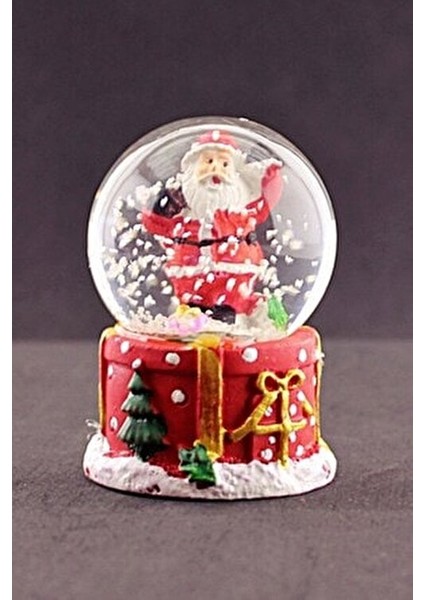 Merry Christmas Sevimli Noel Baba Temalı Mini Boy Işıklı Kar Küresi 6,5 cm 1
