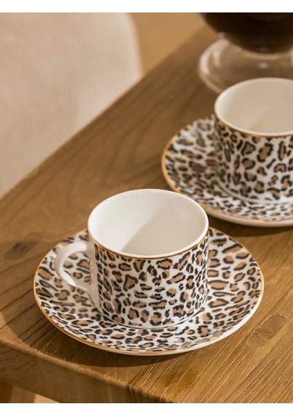 Home Leopar Desenli 2 Kişilik Porselen Kahve Fincan Takımı 124 ml fiyatları
