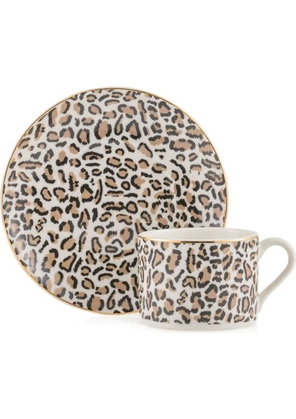 Home Leopar Desenli 2 Kişilik Porselen Kahve Fincan Takımı 124 ml fırsatları