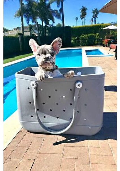 Gri Plaj Çantası Kadınlar İçin Ergonomik Tasarım Tekstil Materyal Düz Desen fiyatları