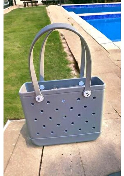 Gri Plaj Çantası Kadınlar İçin Ergonomik Tasarım Tekstil Materyal Düz Desen fırsatları