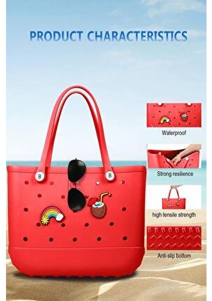 Gri Plaj Çantası Kadınlar İçin Ergonomik Tasarım Tekstil Materyal Düz Desen