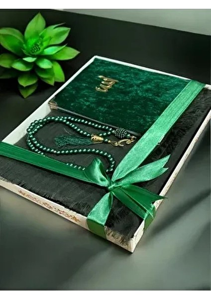 3'lü Hediyelik, Çeyizlik, Mevlütlük, Bohçalık ,gelin Bohçası Flamlı Namaz Örtüsü Yasin Tesbih Seti