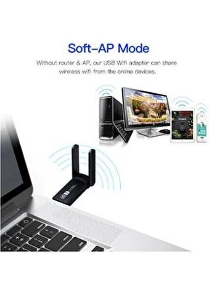 AC1300 Mbps USB 3.0 Adaptör Çift Bantlı Kablosuz Wifi Alıcı Harici Anten ile 100m Çalışma Mesafesi modelleri